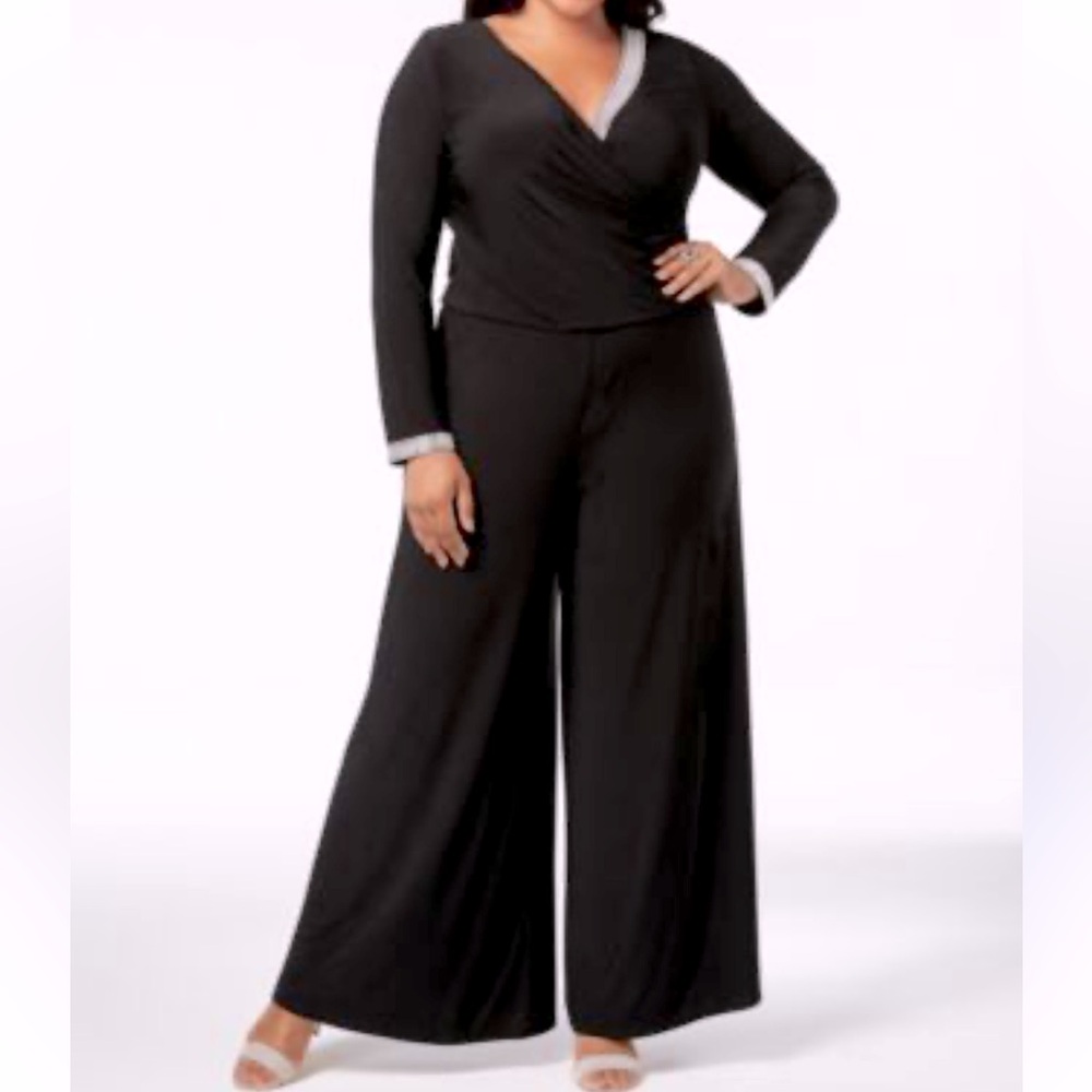 NWOT Macys rhinestone embellished palooza wide leg jumpsuit 2x